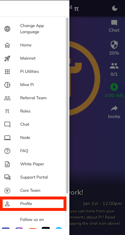 Profile button