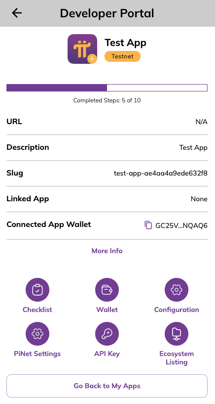 App checklist button